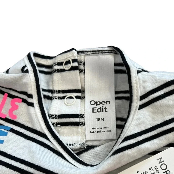 Open Edit Striped Pink Shorts Outfit Set 6M 9m 12m 18m - Picture 2 of 2